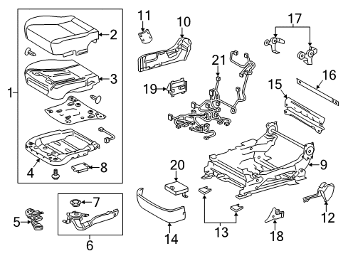 2016 Lexus LS460 Passenger Seat Components Shield, Front Seat Cushion, Inner NO.1 RH Diagram for 71867-50050-A2