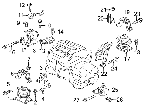 2017 Honda Odyssey Engine & Trans Mounting Bracket, Front Engine Mounting Diagram for 50630-TA1-A00