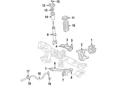 2005 Dodge Dakota Front Suspension Components, Lower Control Arm, Upper Control Arm, Stabilizer Bar Bar-Front SWAY Diagram for 52013567AA