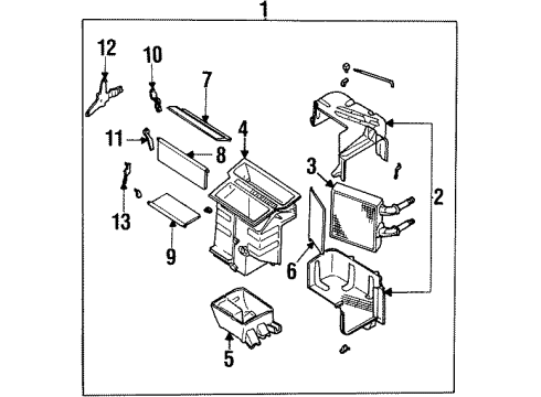 1995 Nissan Sentra Heater Core & Control Valve Heating Unit-Front Diagram for 27110-F4301
