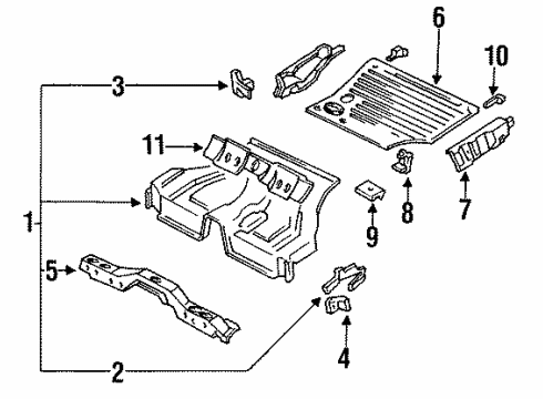 1992 Infiniti M30 Rear Floor & Rails Floor Rear Front Diagram for 74512-41L32