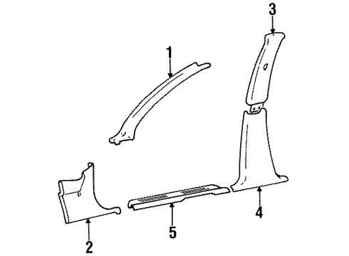 1998 Hyundai Accent Interior Trim - Pillars, Rocker & Floor Trim Assembly-Front Pillar RH Diagram for 85820-22000-FY