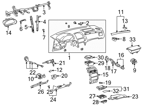 2000 Toyota Solara Instrument Panel Lower Trim Panel Spring Diagram for 55444-AA020