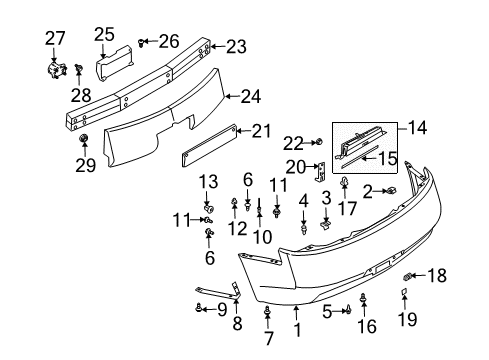 2005 Infiniti G35 Rear Bumper Ev RIVET Diagram for 68399-AD000