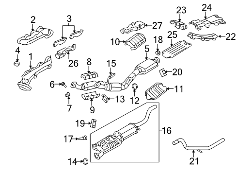 2002 Ford Explorer Exhaust Manifold Exhaust Heat Shield Diagram for 2L2Z-5G220-AA