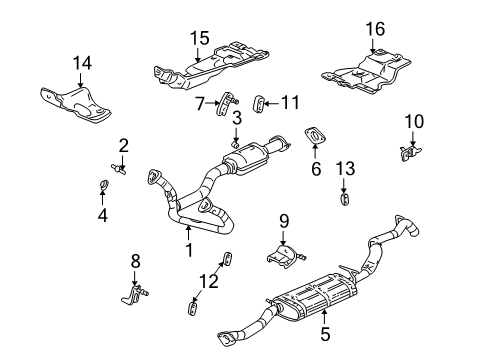 2001 Chevrolet S10 Exhaust Components Exhaust Muffler Assembly (W/ Exhaust Pipe & Tail Pipe*Marked Print Diagram for 15156874