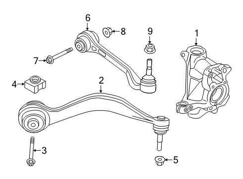 2019 BMW 330i xDrive Front Suspension Components, Lower Control Arm, Ride Control, Stabilizer Bar Cage Nut Diagram for 31106874585