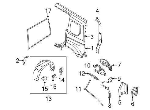 2020 Ford Transit Connect Side Panel & Components Fuel Pocket Diagram for KT1Z-5427936-G