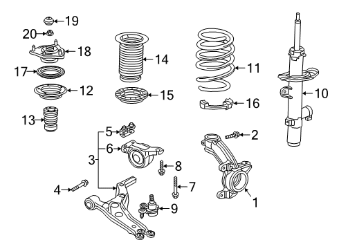 2021 Acura RDX Front Suspension Components Spring, Front R (2Wd) Diagram for 51401-TJC-A02