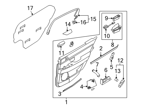 2008 Kia Amanti Interior Trim - Rear Door Cover-UPPERR Door, LH Diagram for 839503F203