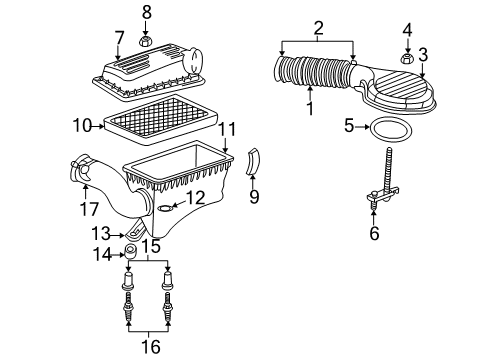1998 Dodge Durango Filters Gasket-Air Cleaner To T/BODY Diagram for 53032451AA
