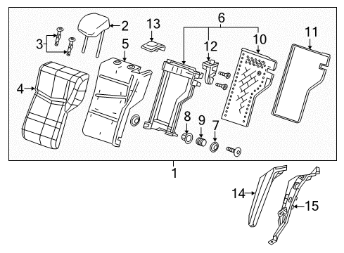 2018 Cadillac ATS Rear Seat Components Seat Back Cover Diagram for 23374632