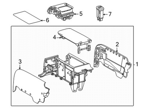 2019 Toyota Mirai Rear Console Armrest Diagram for 58905-62020-A0