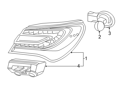 2011 Chrysler 200 Bulbs Lamp-Tail Stop Turn Diagram for 5182536AD