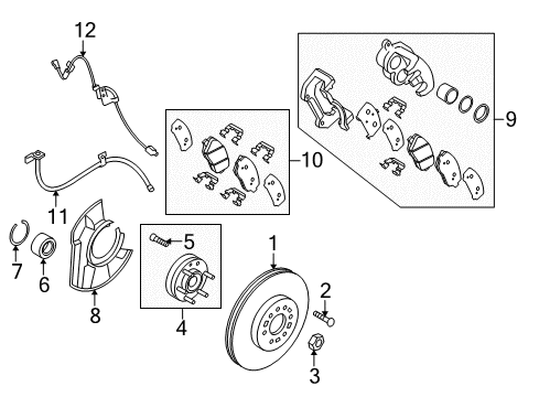 2009 Kia Borrego Anti-Lock Brakes Front Brake Disc Dust Cover Right Diagram for 517562J000