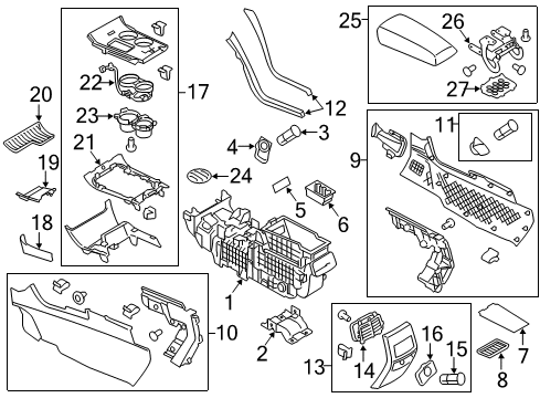 2012 Ford Edge Front Console Mat Diagram for BT4Z-78045G34-B