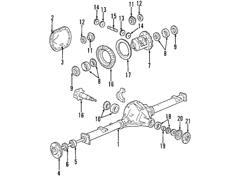 1997 Ford F-150 Rear Axle, Differential, Propeller Shaft Universal Joints Diagram for F2TZ-4635-C
