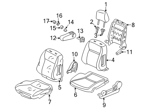 2003 Honda Civic Front Seat Components Cover, Left Front Seat-Back Trim (Mild Beige) Diagram for 81521-S5B-A21ZA