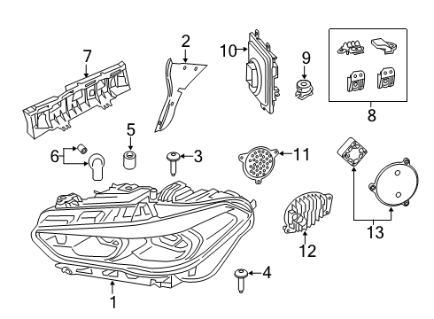 2020 BMW X5 Headlamps Led Mod.Turn Signal/Daytime Running Diagram for 63119477989