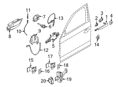 2014 BMW X1 Front Door Handle Bracket Right Diagram for 51212992986