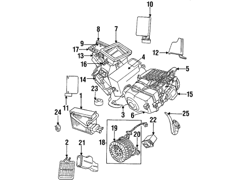 1994 Chrysler Concorde A/C Evaporator & Heater Components Motor-Blower With Wheel Diagram for 4596217