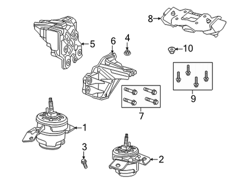 2022 Jeep Wrangler Engine & Trans Mounting Bracket-Engine Mount Diagram for 68480624AA