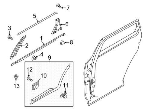 2022 Kia Sorento Exterior Trim - Rear Door GARNISH Assembly-Rr Dr S Diagram for 87731R5000