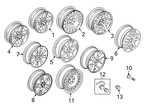 2008 Ford Explorer Wheels Wheel Diagram for 7L2Z-1007-E