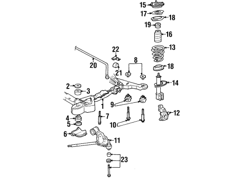 1991 Cadillac Eldorado Front Suspension Components, Lower Control Arm, Stabilizer Bar Front Lower Control Arm Assembly Service Diagram for 22527859