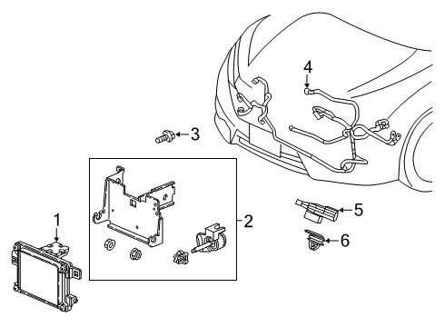 2018 Honda Civic Cruise Control System Bracket Assy Diagram for 36801-TBA-A01