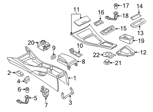 2007 BMW 335i Center Console Console Trim (required) Diagram for 51167118054