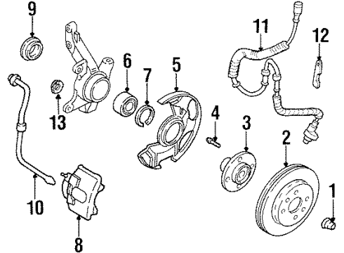 2000 Kia Sephia Front Brakes Ring-Sensor Front, Abs Diagram for 0K20533471
