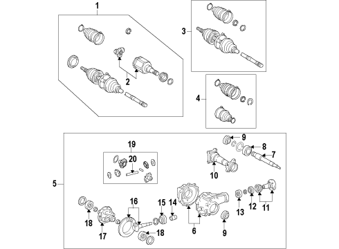 2008 Lexus LX570 Front Axle, Axle Shafts & Joints, Differential, Drive Axles, Propeller Shaft Outer Joint Assembly Diagram for 43460-69115