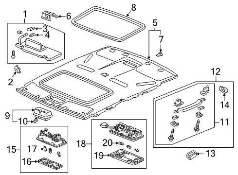 2000 Acura RL Interior Trim - Roof Sunvisor Assembly, Passenger Side (Seagull Gray) (Mirror) Diagram for 83230-SZ3-A51ZB