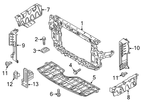 2020 Kia Sedona Radiator Support, Splash Shields Carrier Assembly-Front End Diagram for 64101A9010