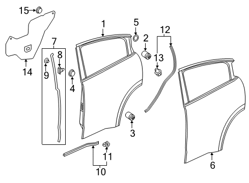 2016 Honda HR-V Rear Door Skin, L. RR. Door Diagram for 67651-T7J-H00ZZ