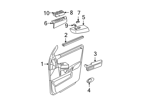 2003 Ford Expedition Front Door Armrest Pad Diagram for 2L1Z-7824141-AAE