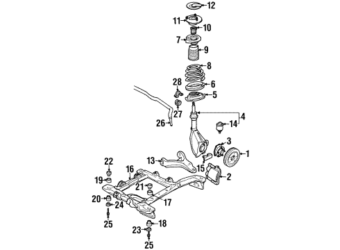 1990 Buick Regal Front Brakes Knuckle & Strut Assembly-W/Ball Jnt Diagram for 22064118