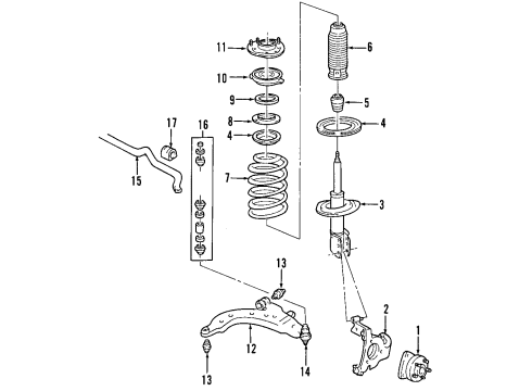 2008 Buick LaCrosse Front Suspension Components, Lower Control Arm, Stabilizer Bar Rear Suspension Strut Assembly Diagram for 25913322