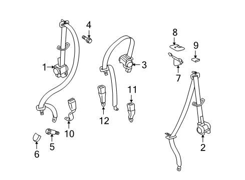 2018 Toyota 4Runner Seat Belt Center Buckle Diagram for 73380-60260-A4