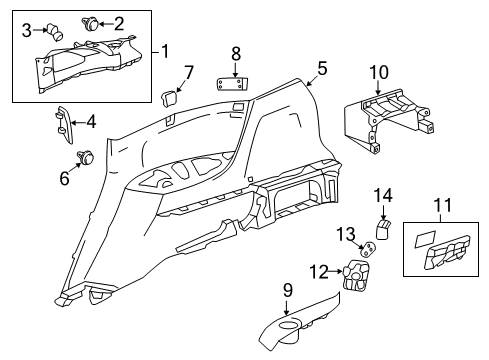 2014 Acura MDX Interior Trim - Quarter Panels Cap, Passenger Side (Sandstorm) Diagram for 84132-TZ5-A01ZA