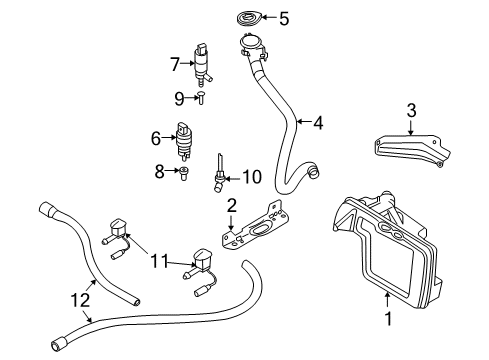 2006 BMW 650i Headlamp Washers/Wipers Washer Fluid Reservoir Diagram for 61667896392