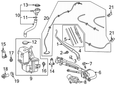 2022 Lexus NX350h Wiper & Washer Components NOZZLE, FR WASHER, R Diagram for 85381-47090