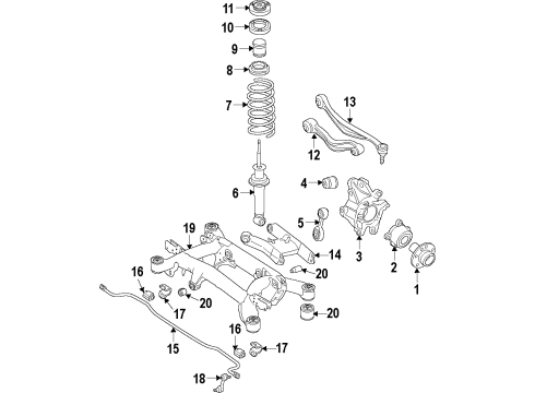 2012 BMW 750i xDrive Rear Suspension Components, Lower Control Arm, Upper Control Arm, Ride Control, Stabilizer Bar Upper Spring Pad Diagram for 33536775750