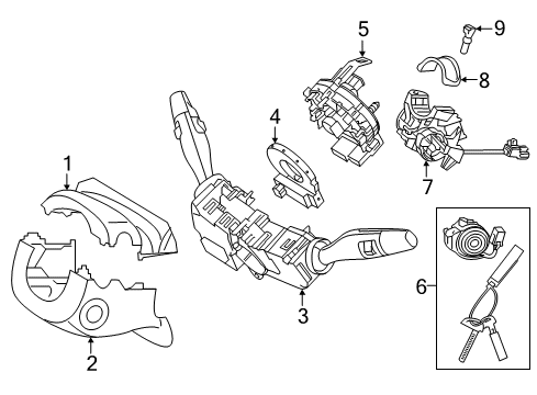 2016 Hyundai Sonata Shroud, Switches & Levers Key Sub Set-Steering Lock Diagram for 81900-C1B00