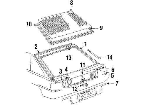 1985 Toyota Camry Lift Gate Cylinder & Key Set, Back Door Lock Diagram for 69055-32061