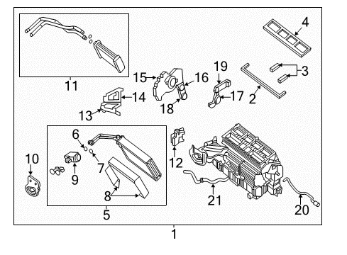 2012 Nissan NV1500 Air Conditioner EVAP Assembly-Front, W/EXP Valve Diagram for 27280-1PA5A