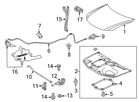 2013 Scion tC Hood & Components Lock Diagram for 53510-21040