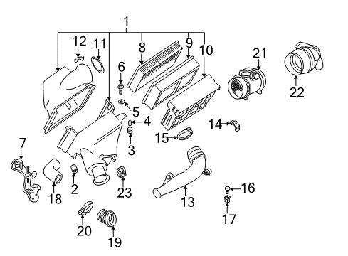 2002 BMW 530i Filters Intake Manifold Diagram for 13711436861