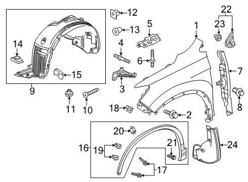 2020 Honda Passport Fender & Components, Exterior Trim Bolt-Washer (6X16) Diagram for 93414-06016-05